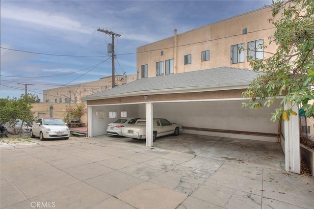 view of covered parking lot