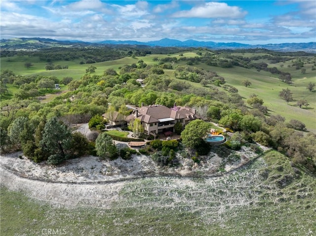 drone / aerial view with a mountain view