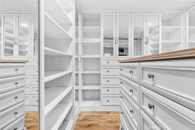 spacious closet with light wood-type flooring