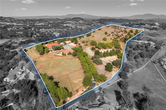 aerial view with a mountain view