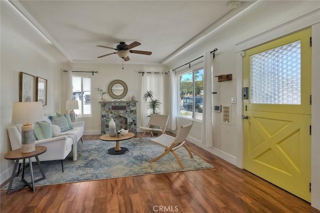 2019 Meade Ave, San Diego, CA 92116 - living area featuring plenty of natural light, wood finished floors, and a ceiling fan