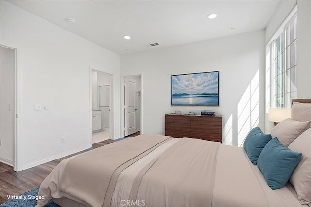 6991 Cottonwood Ln, Buena Park, CA 90621 - bedroom featuring wood finished floors, recessed lighting, and ensuite bath