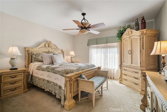 27798 Tate Rd, Menifee, CA 92585 - bedroom with light colored carpet and a ceiling fan