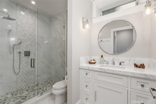 66 S La Senda Dr, Laguna Beach, CA 92651 - full bath featuring vanity, a marble finish shower, and toilet
