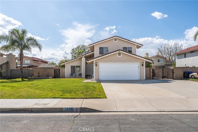 1076 N Ironwood Ave, Rialto, CA 92376 - view of front facade featuring a gate, fence, concrete driveway, and a front yard