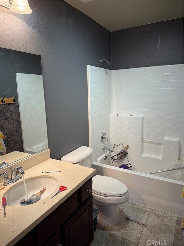 30130 Pine Needle Rd, Menifee, CA 92585 - bathroom featuring washtub / shower combination, vanity, and toilet