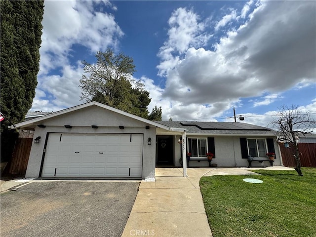 40451 Rome Beauty Way, Cherry Valley, CA 92223 - single story home featuring stucco siding, an attached garage, driveway, and solar panels