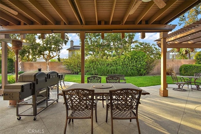 view of patio / terrace with outdoor dining area and a pergola
