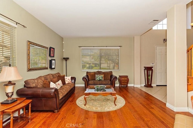 living area featuring wood finished floors