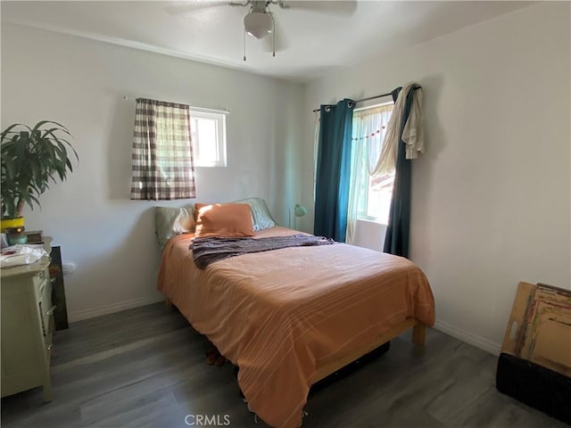 5101 Lindsey Ave, Pico Rivera, CA 90660 - bedroom featuring wood finished floors, baseboards, and ceiling fan