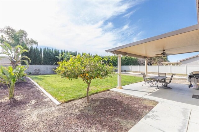 14917 Landerwood Dr, Eastvale, CA 92880 - view of patio featuring a ceiling fan and a grill