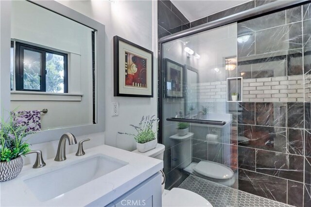 223 N St Andrews Pl, Los Angeles, CA 90004 - full bathroom featuring vanity and a shower stall