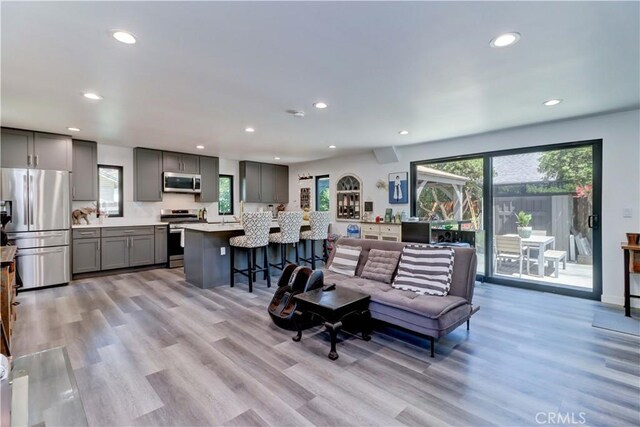 223 N St Andrews Pl, Los Angeles, CA 90004 - living room with recessed lighting and light wood finished floors