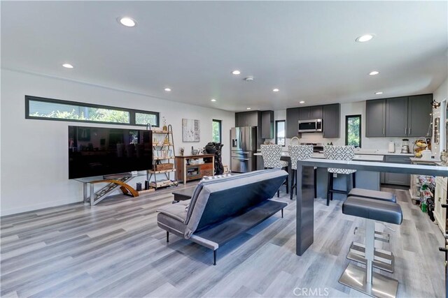 223 N St Andrews Pl, Los Angeles, CA 90004 - living area with recessed lighting and light wood finished floors