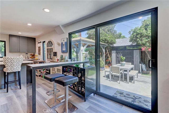 223 N St Andrews Pl, Los Angeles, CA 90004 - doorway to outside with healthy amount of natural light, light wood finished floors, and recessed lighting