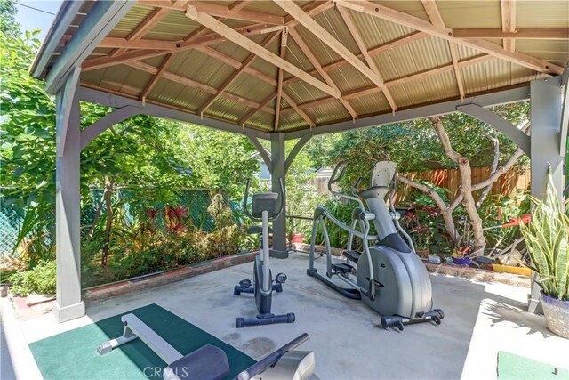 223 N St Andrews Pl, Los Angeles, CA 90004 - fenced backyard with a gazebo and a patio area