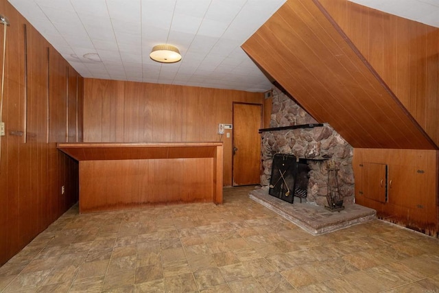 557 Canyon Dr, Solana Beach, CA 92075 - unfurnished living room with wooden walls and a fireplace