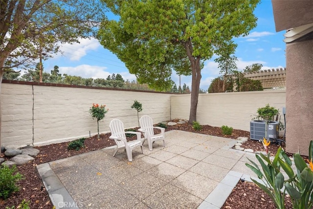 view of patio / terrace with a fenced backyard and cooling unit