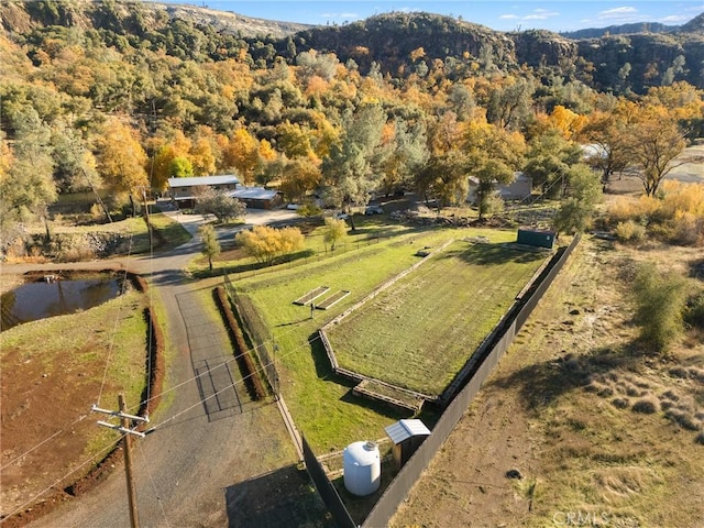12352 Centerville Rd, Chico, CA 95928 - aerial view of property and surrounding area with a mountain backdrop, rural landscape, and a forest