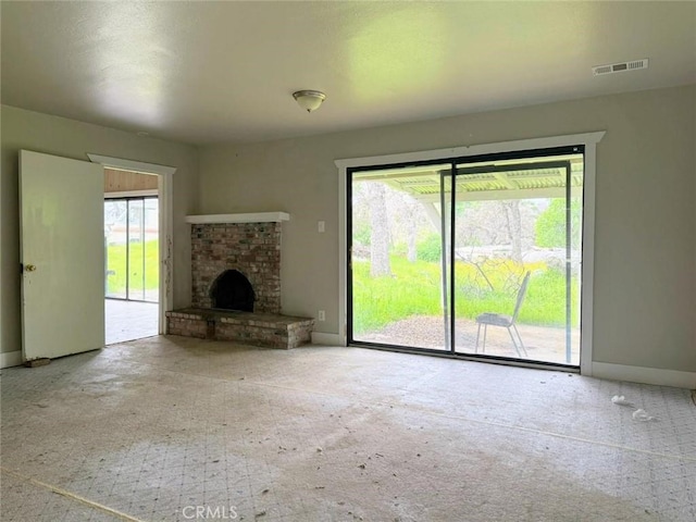 47409 Thunderhill Ln, Squaw Valley, CA 93675 - unfurnished living room featuring carpet flooring and a fireplace