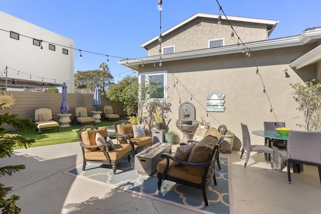 2422 Chatsworth Blvd, Point Loma, CA 92106 - view of patio featuring an outdoor fire pit, outdoor dining area, and fence