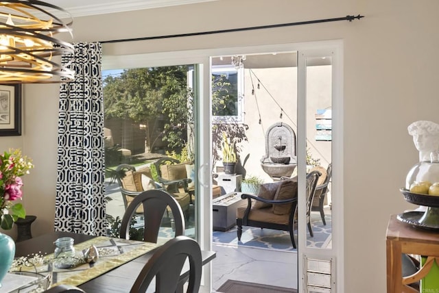 2422 Chatsworth Blvd, Point Loma, CA 92106 - dining room featuring crown molding and a notable chandelier