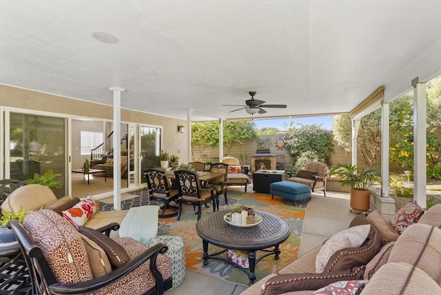 2422 Chatsworth Blvd, Point Loma, CA 92106 - view of patio / terrace featuring an outdoor hangout area, outdoor dining area, and a ceiling fan