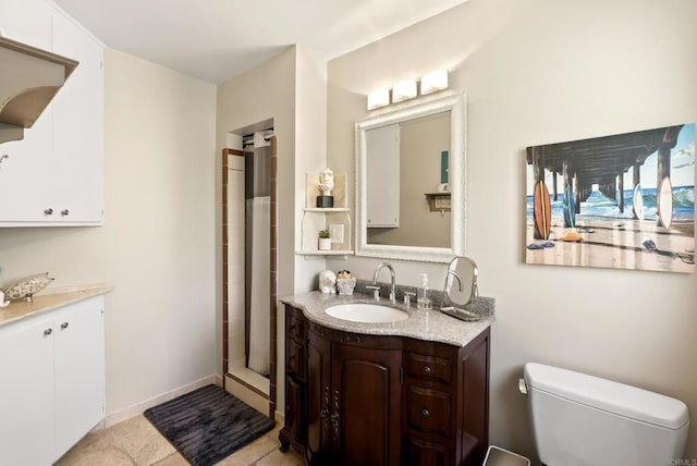 2422 Chatsworth Blvd, Point Loma, CA 92106 - bathroom with toilet, tile patterned floors, a shower, and vanity