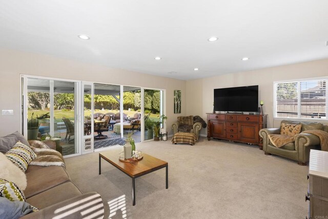 2422 Chatsworth Blvd, Point Loma, CA 92106 - living area with recessed lighting, light colored carpet, and a wealth of natural light