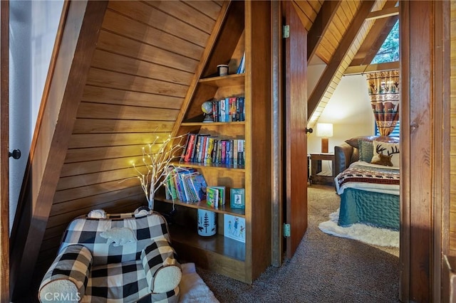 31353 Lightfoot Way, Running Springs, CA 92382 - sitting room with wooden walls, carpet flooring, and built in features