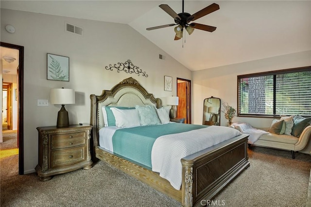 31353 Lightfoot Way, Running Springs, CA 92382 - carpeted bedroom featuring lofted ceiling and a ceiling fan