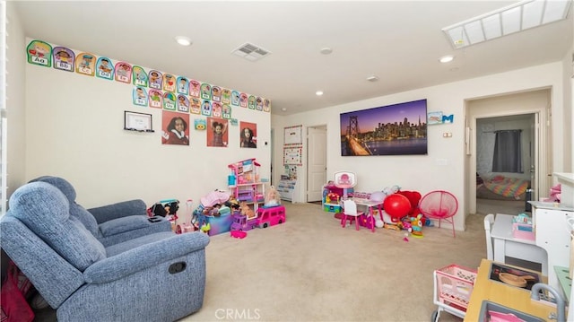 16763 Stags Leap Ln, Fontana, CA 92336 - playroom with carpet flooring and recessed lighting