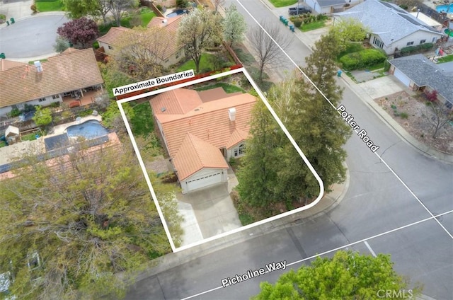 aerial view featuring a residential view