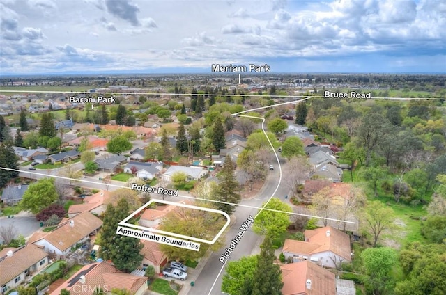 drone / aerial view with a residential view