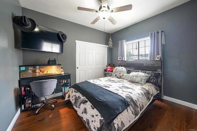 25318 Kerri Ln, Ramona, CA 92065 - bedroom featuring a closet, baseboards, and wood finished floors