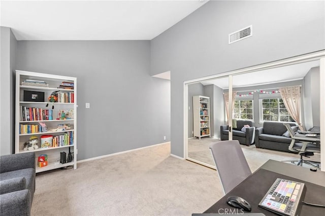 23163 Mulholland Dr Unit 6, Woodland Hills, CA 91364 - carpeted office featuring baseboards and high vaulted ceiling