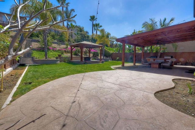 1140 Parkview Dr, Oceanside, CA 92057 - view of patio / terrace with a gazebo, stairway, and a pergola