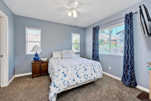 1140 Parkview Dr, Oceanside, CA 92057 - bedroom with carpet floors, baseboards, and a ceiling fan