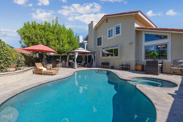 22671 Cheryl Way, Lake Forest, CA 92630 - view of swimming pool with a gazebo, a patio, and a pool with connected hot tub