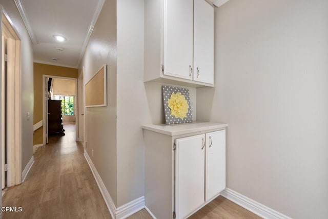 22671 Cheryl Way, Lake Forest, CA 92630 - corridor featuring ornamental molding, light wood-type flooring, and recessed lighting
