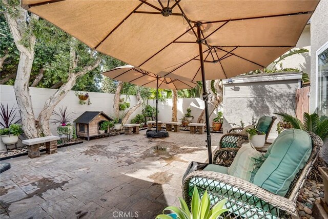 7612 Appleby, Huntington Beach, CA 92648 - view of patio featuring a fenced backyard and outdoor lounge area