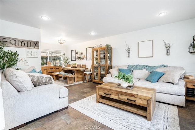 7612 Appleby, Huntington Beach, CA 92648 - living area with stone finish floor and recessed lighting