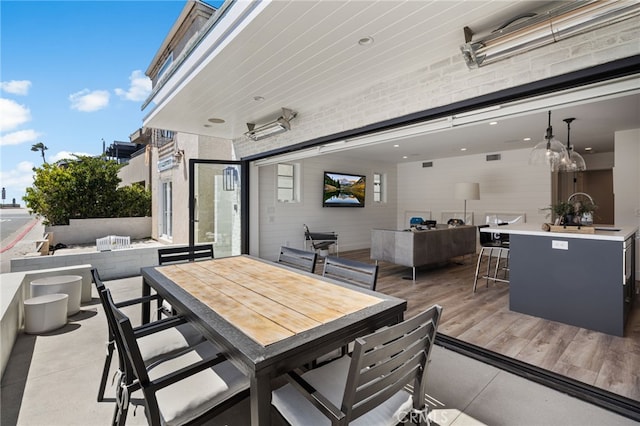 exterior space with a bar