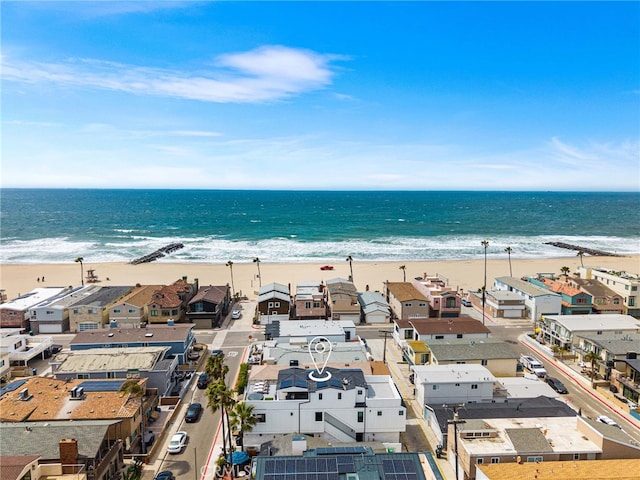 aerial view with a beach view and a water view