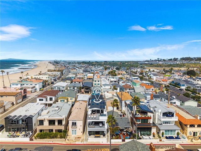aerial view featuring a residential view and a water view