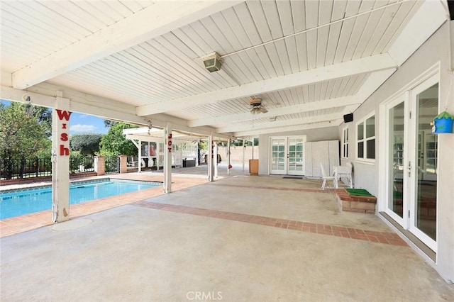 13771 De Garmo Ave, Rancho Cascades, CA 91342 - view of pool featuring french doors, a patio, and fence