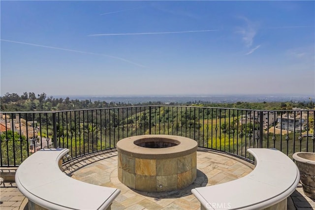 8113 Newcastle Dr, Whittier, CA 90605 - view of patio with an outdoor fire pit