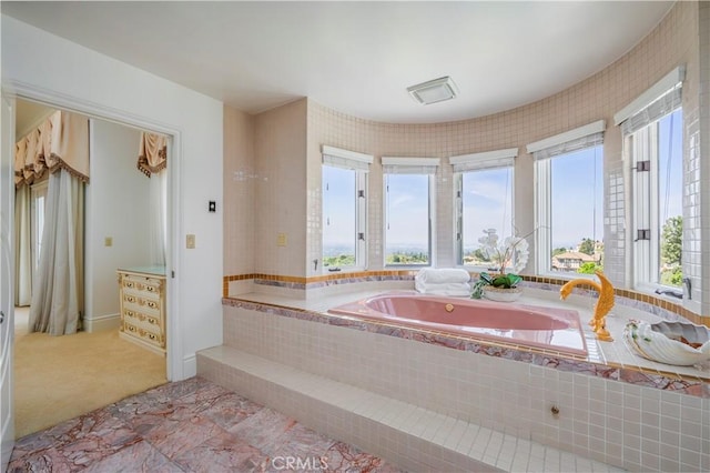 8113 Newcastle Dr, Whittier, CA 90605 - bathroom with a garden tub, visible vents, and plenty of natural light