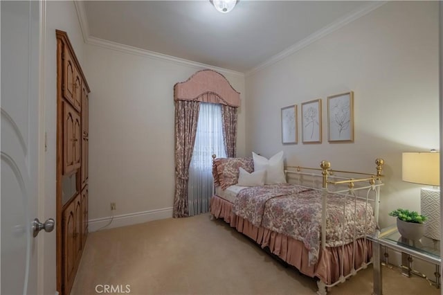 8113 Newcastle Dr, Whittier, CA 90605 - bedroom featuring crown molding, light colored carpet, and baseboards