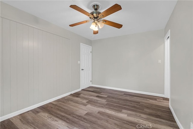7451 Western Ave, Buena Park, CA 90620 - unfurnished room with baseboards, a ceiling fan, and wood finished floors